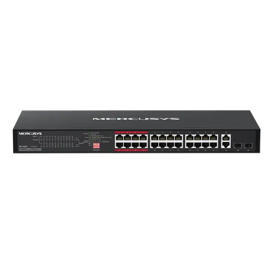 Коммутатор Mercusys MS126CP, 24×100M PoE+, 2×1GbE