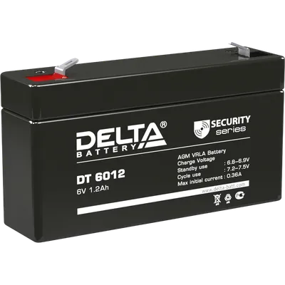 Аккумулятор Delta DT 6012, 6В, 1.2Ач, AGM