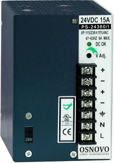 Блок питания OSNOVO PS-24360/I, DC24V/15A, 360W, AC195-265V