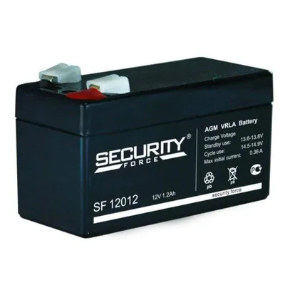 Аккумулятор Security Force SF 12012, 12 В / 1,2 А·ч, клемма F1, AGM