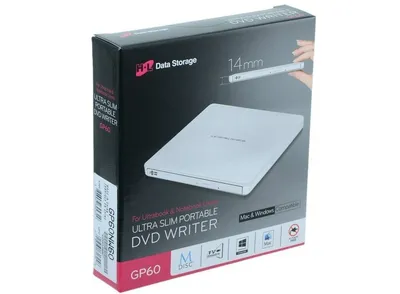 Привод LG GP60NW60, внешний, DVD-RW, USB, белый