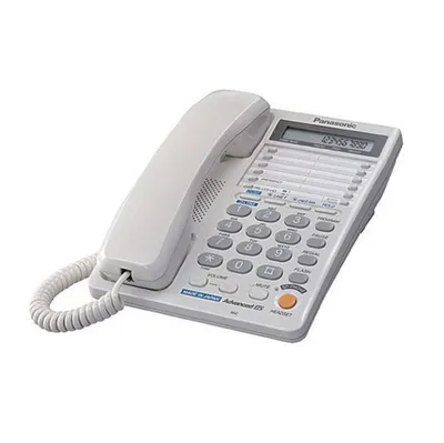 Телефон Panasonic KX-TS2368RUW, проводной, 2 линии, спикерфон, ЖК-дисплей, белый