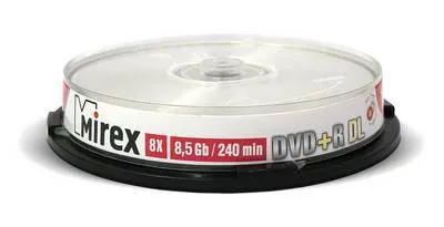 Диск DVD+R Mirex UL130069A8L, 8.5 ГБ, 8x, Dual Layer, Ink Printable, шпиндель 10 шт