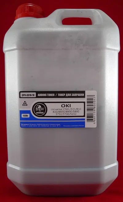 Тонер Black&White OPR-801K-1K, чёрный, 1 кг, для OKI и Ricoh