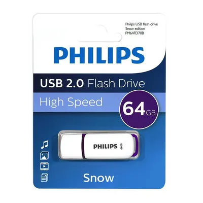 Флеш-накопитель Philips Snow 2.0 FM64FD70B/97, 64 ГБ, USB 2.0, USB-A