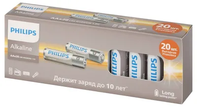 Батарейка Philips Б0067849-157415, LR6 AA, алкалиновая, 1.5 В, 20 шт.