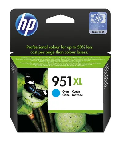 Картридж HP 951XL (CN046AE), голубой, пигментные чернила, 24 мл, 1500 стр.