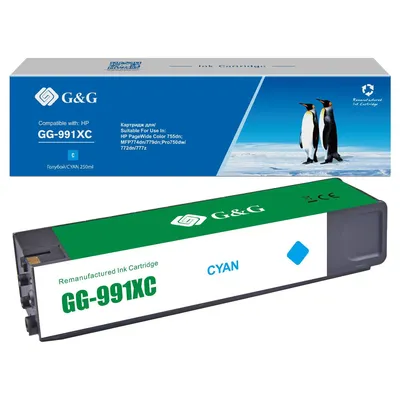 Картридж струйный G&G GG-991XC, 991X, голубой, 16000 стр., для HP PageWide
