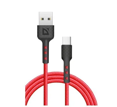 Кабель Defender F181 87113RED, USB 2.0, Type-C, 1м, красный