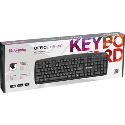 Клавиатура DEFENDER Office HB-910 (45910), проводная USB, 104 клавиши, чёрная