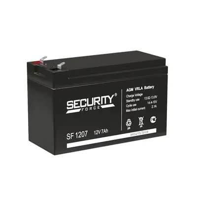 Аккумулятор Security Force SF 1207, 12 В / 7 А·ч, AGM, клеммы F1