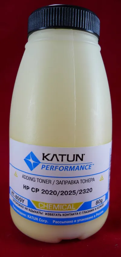 Тонер Katun KT-809Y, жёлтый, 80 г, для картриджей CC532A/CE412A