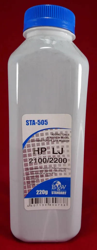 Тонер Black&White STA-505, HP LJ 2100, 220г, черный