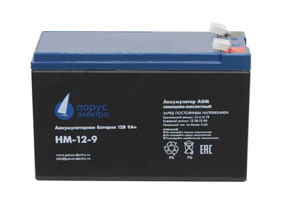 Аккумулятор для ИБП Parus-electro HM-12-9, AGM, 12 В, 9 А·ч, клемма F2