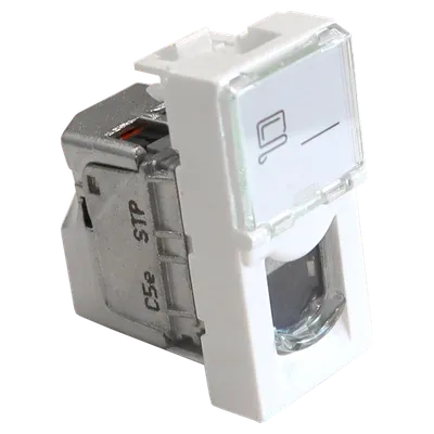 Вставка LANMASTER LAN-SIP-22S5E-WH, Mosaic 22.5×45, RJ-45 STP, кат.5e, белая