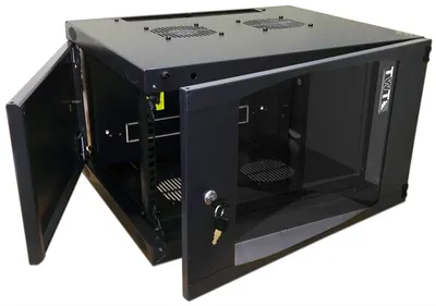 Шкаф LANMASTER TWT-CBWNG-18U-6X4-BK, настенный, 18U, 550x450 мм, стекло, 60 кг, черный