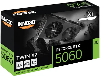 Видеокарта Inno3D GeForce RTX 5060 TWIN X2, 8 ГБ GDDR7, 128 бит, PCIe 5.0