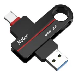 USB-флеш-накопитель NETAC US18 NT03US18C-128G-32BK, 128 ГБ, USB 3.2 + Type-C, 200/100 МБ/с