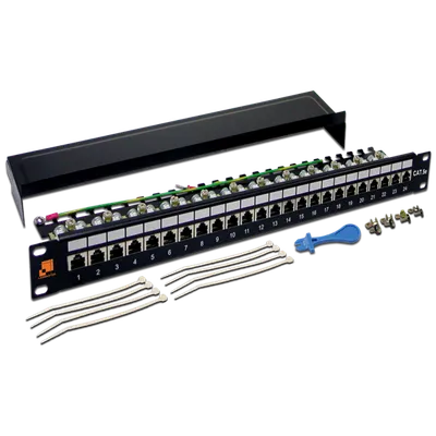 Патч-панель Lanmaster LAN-PPL24S5E, 24×RJ-45, кат.5e, STP, 1U, чёрная