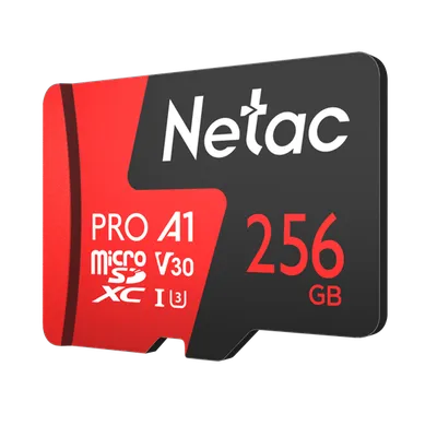 Карта памяти Netac P500 Extreme Pro NT02P500PRO-256G-S, microSDXC 256 ГБ, Class 10, U3, A1, 100 МБ/с
