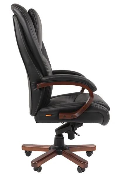 Кресло CHAIRMAN 408, натуральная кожа/экокожа, чёрное, до 150 кг