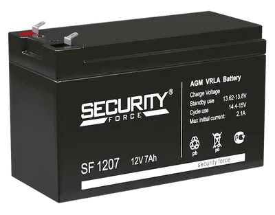 Аккумулятор DELTA Battery Security Force SF 1207, 12 В 7 А·ч, клемма F1