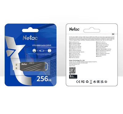 USB-флешка Netac NT03US11C-256G-32BK, 256 ГБ, USB 3.2, USB-C/USB-A