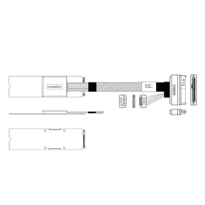 Кабель Amphenol RPC75-0025, M.2 — U.2 SFF8639, 0.5м