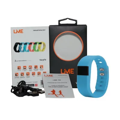 Фитнес-браслет Lime Lime 102 cyan Шагомер, Подсчет калорий, Часы, Будильник, Голубой ремешок (550137)