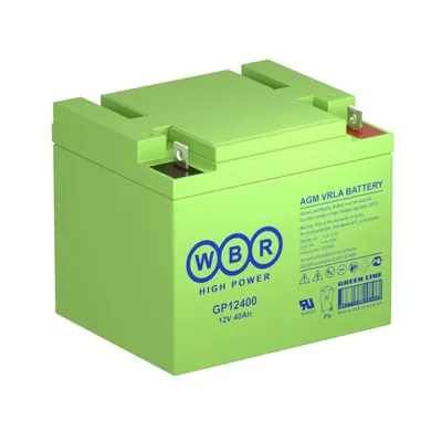 Аккумулятор WBR GP12400, 12 В, 40 Ач, AGM, клеммы M6, 199×166×171 мм
