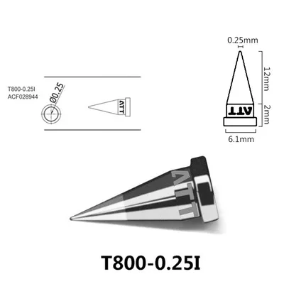Жало паяльное Atten T800-0.25I, конусное, медь, 12 мм