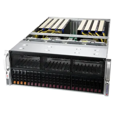 Серверная платформа Supermicro GPU A+ 4U Server 4125GS-TNRT noCPU(2)9004/9005 EPYC/TDP 400W/no DIMM(24) only DDR5/SATARAID HDD(2)SFF NVMe(4)SFF/2x10Gbe/support up to 8 double/Single width GPU/4x2000W