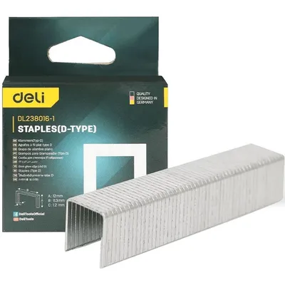 Набор скоб Deli DL238016-1, 1000шт, 12×11,3×1,2мм
