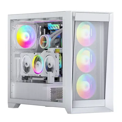 Корпус ПК ACD AH-TC1GCW-000, ATX, белый, 3×120мм ARGB, TG