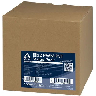 Вентилятор корпусной ARCTIC P12 PWM PST Value pack (black/black) (5pc) (ACFAN00137A) (701624) черный