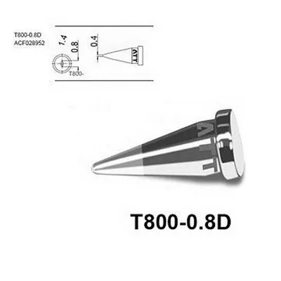 Жало паяльника Atten T800-0.8D, конусное уплощённое, 0,8 мм, медь, 11 мм