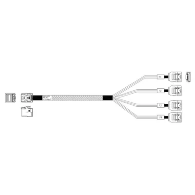 Кабель Amphenol RHS36-4395, SFF-8643 → 4×SATA, 24 Гб/с, 0.75 м
