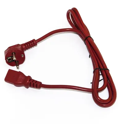 Кабель питания Hyperline PWC-IEC13-SHM-3.0-RD, Schuko-C13, 3×1.0, 10A, 3м, красный