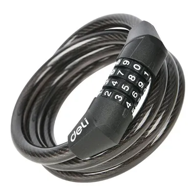 Замок Deli DL508051, тросовый кодовый, 10×1200 мм