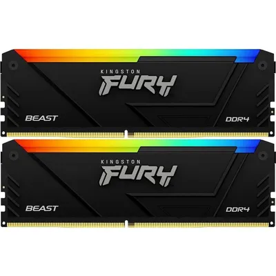Оперативная память Kingston KF432C16BB12AK2/32WP, 32 ГБ (2×16), DDR4, 3200 МГц, Fury Beast RGB
