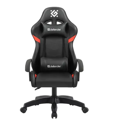 Кресло Defender Sharm 64674, игровое, экокожа, до 100кг, черный/красный