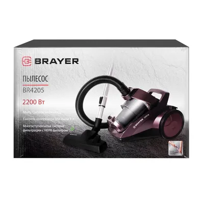Пылесос BRAYER BR4205, 2200 Вт, всасывание 420 Вт, контейнер 4 л, HEPA