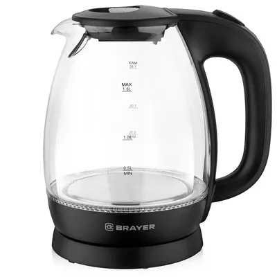 Чайник электрический BRAYER BR1026 черный, 1.8 л, 2200 Вт, скрытый нагревательный элемент
