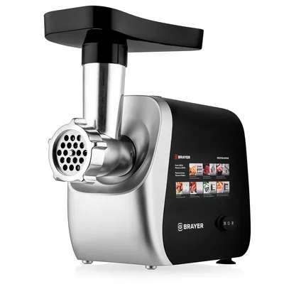 Мясорубка электрическая BRAYER BR1608, черный, 2000 Вт, 2.0 кг/мин