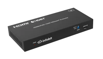 Удлинитель сигнала Infobit E150SK HDBaseT (Tx и Rx), HDMI 18,0 Гбит/с, 150 м для 1080p, 120 м для 4K/60 Гц., KVM, Двунаправленный ИК и RS232, POC, HDCP 2.2, Комплект.