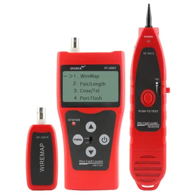 Тестер кабельный Noyafa NF-308S, LCD 128x64, RJ-45/RJ-11/BNC, USB
