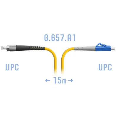 Патч-корд оптический SNR SNR-PC-LC/UPC-FC/UPC-A-15m, LC/UPC-FC/UPC, SM, 15м