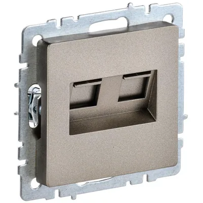 Розетка компьютерная IEK BRITE РК10-2-БрШ (BR-K20-1-K37), 2×RJ45, кат.5E, шампань