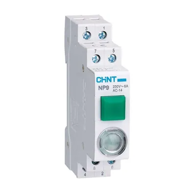 Кнопка CHINT 584054, NP9-10D3/1, 1НО, AC/DC 230В, зеленая, с подсветкой
