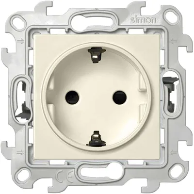 Розетка Simon 2420432-031, 1-местная, 16А, IP20, с заземлением, со шторками